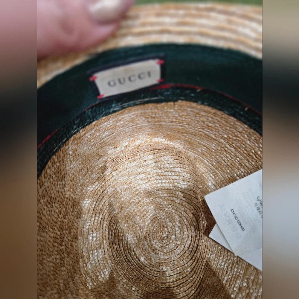 Gucci Trilby Straw Hat with Red and Green Stripe Size M EUC COMES W/ TAGS& BOX - Picture 10 of 16